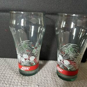 Two Classic Christmas Themed drinking glasses, EUC